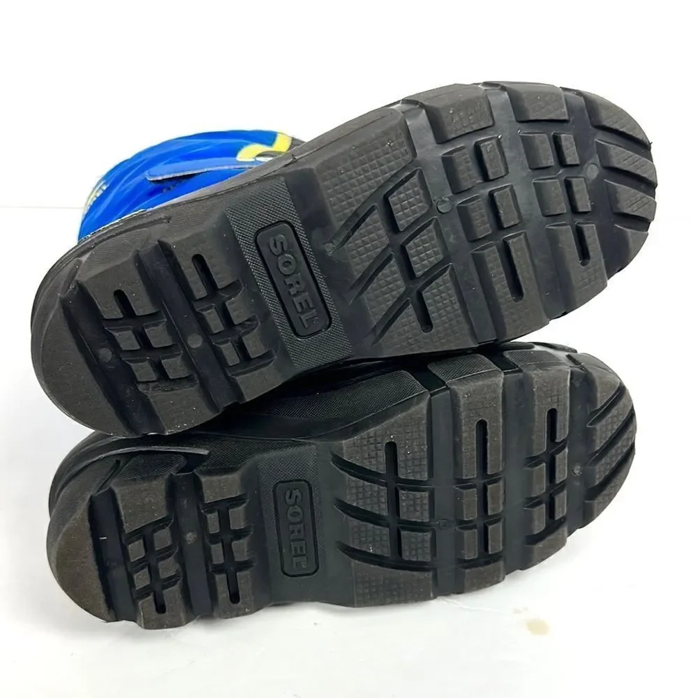 Sorel Children's Flurry Snow Boots Black Blue with Yellow Accents US 4 (22 cm)